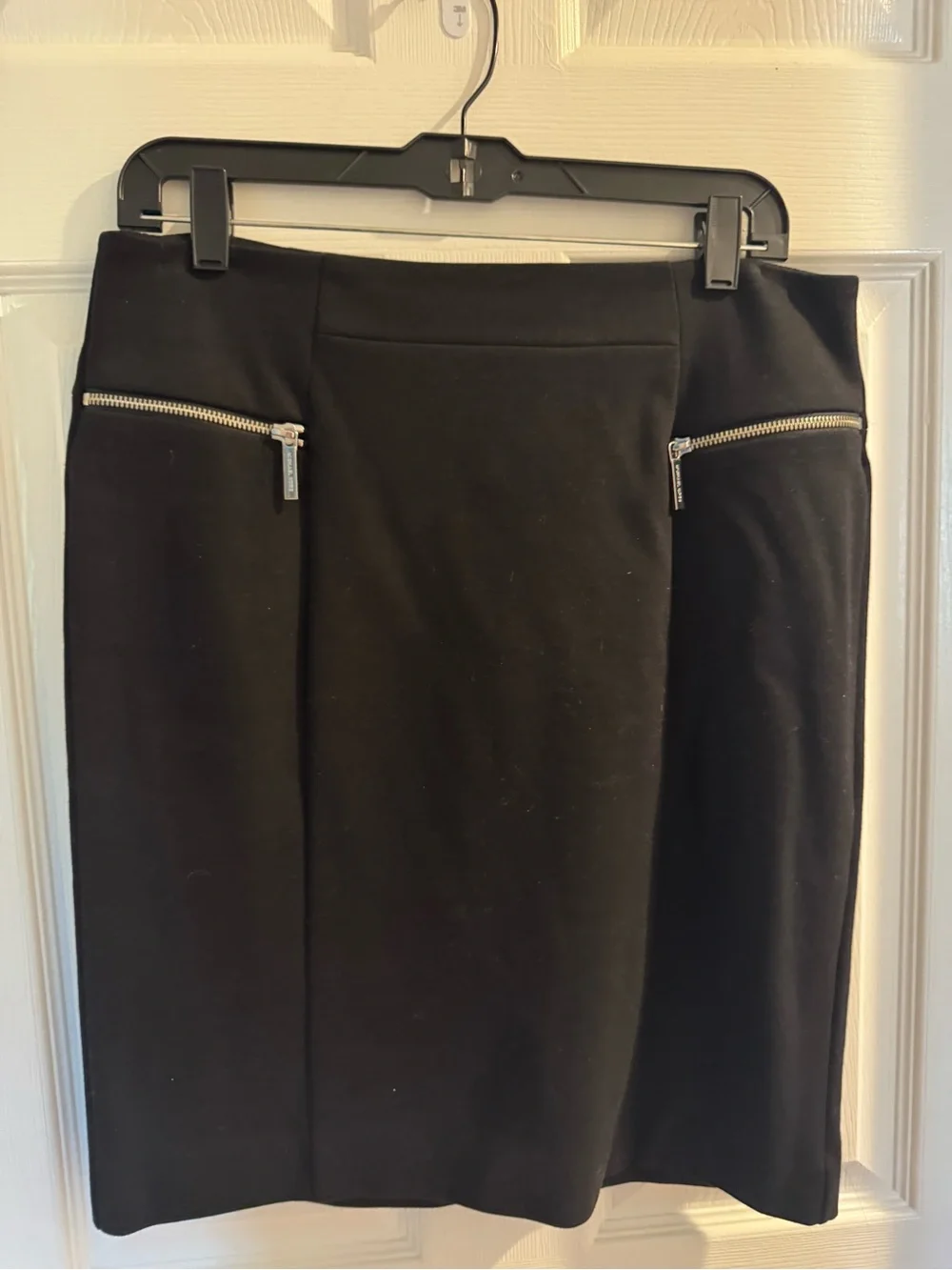 Michael Kors Black Pencil Skirt with Silver Zipper Accents